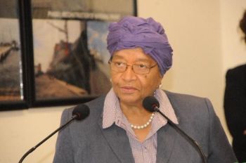 President Sirleaf speaking during NPA dedicatory modernization ceremony.